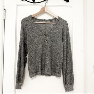 AEO Charcoal Gray V Neck Sweater